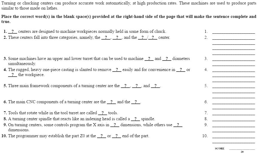 Solved Turning Or Chucking Centers Can Produce Accurate W