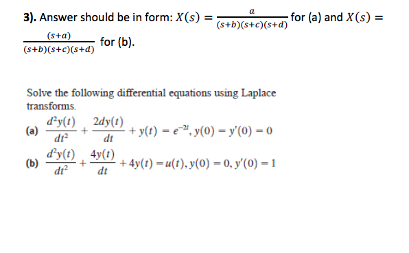 Solved Solve The Following Differential Equations Using L Chegg Com