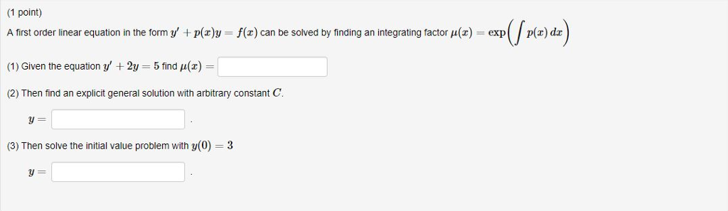 Solved A First Order Linear Equation In The Form Y P X Y Chegg Com