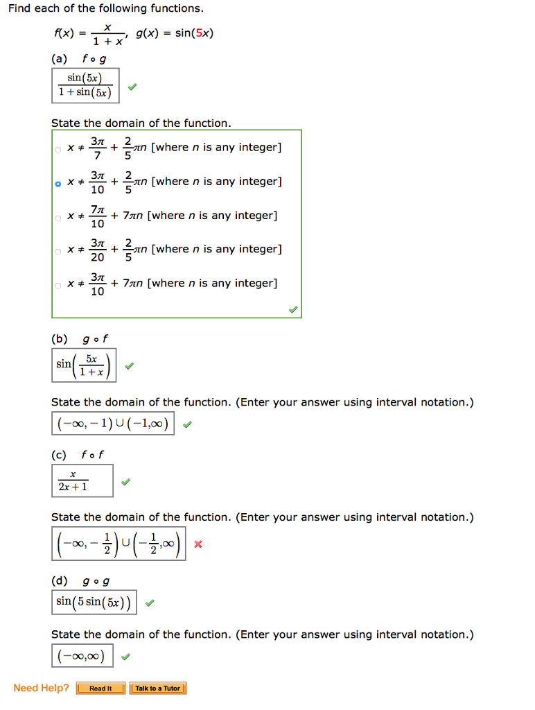 Solved Find Each Of The Following Functions F X X Chegg Com