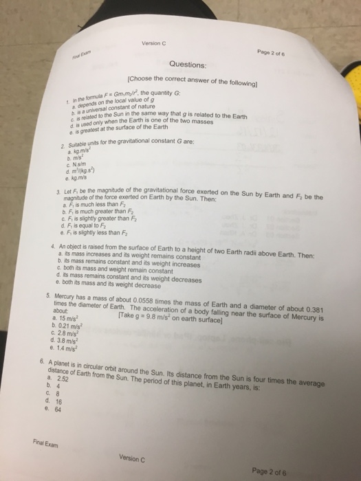 Solved In The Formula F Gm 1 Gm 2 R 2 The Quantity G Chegg Com
