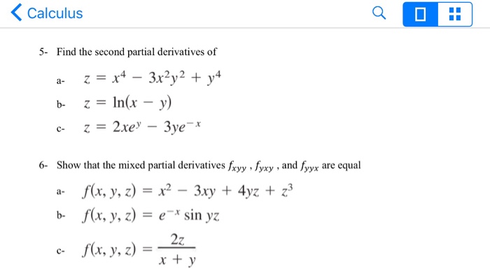 Solved Find The Second Partial Derivatives Of Z X 4 Chegg Com