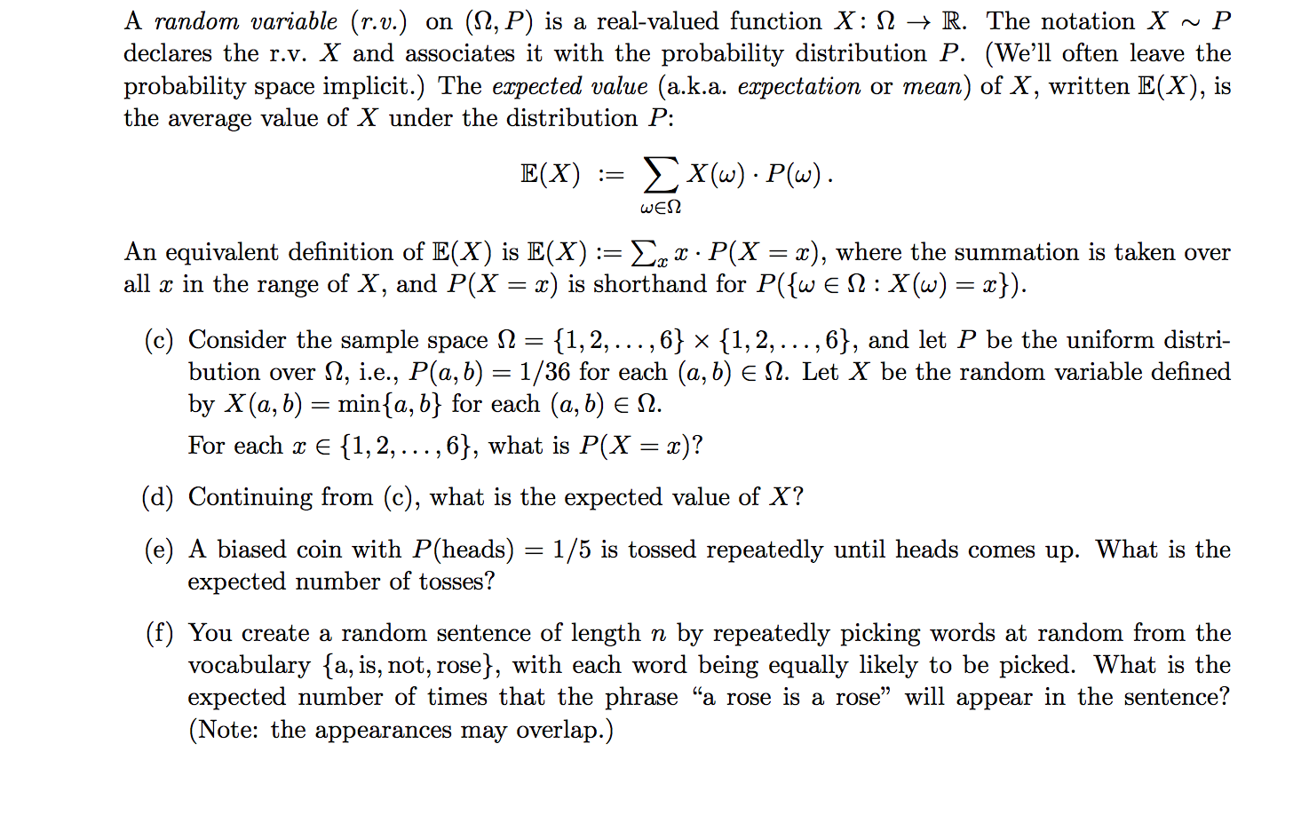 A Random Variable R V On P Is A Real Value Chegg Com