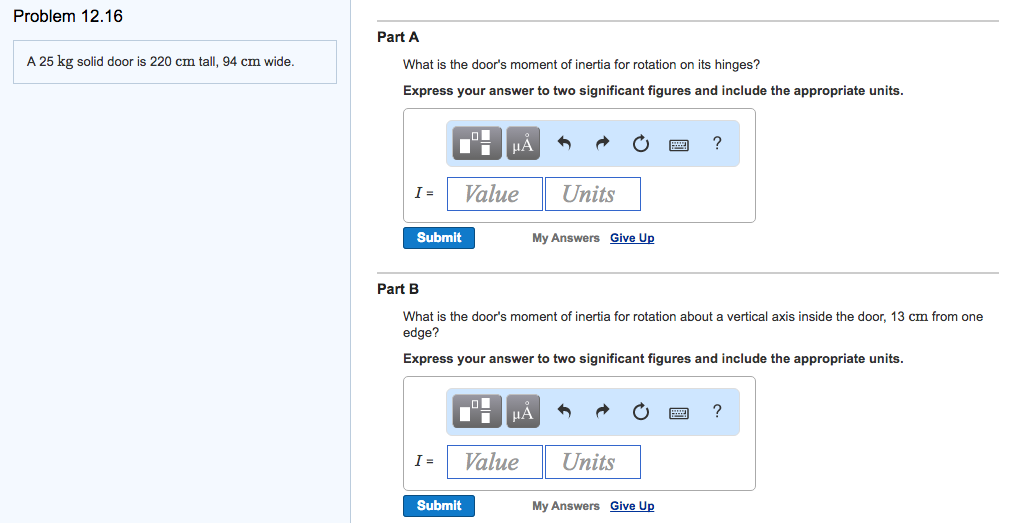 Solved A 25 Kg Solid Door Is 220 Cm Tall, 94 Cm Wide. Wha