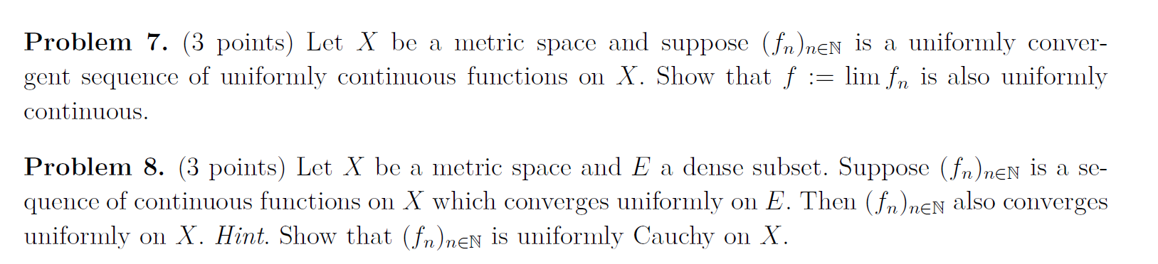 Metric space homework image