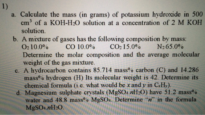 Solved A Calculate The Mass In Grams Of Potassium Chegg Com