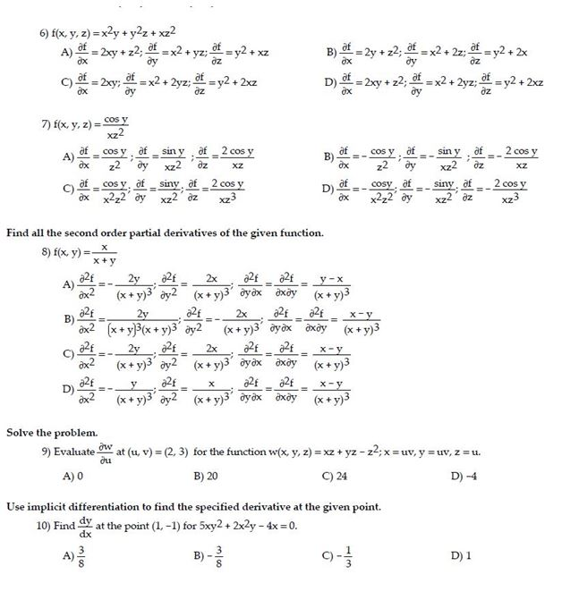 Solved F X Y Z X 2y Y 2z Xz 2 Partial Differential Chegg Com