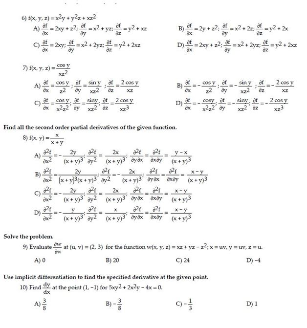 F X Y Z X 2y Y 2z Xz 2 Partial Differential Chegg Com