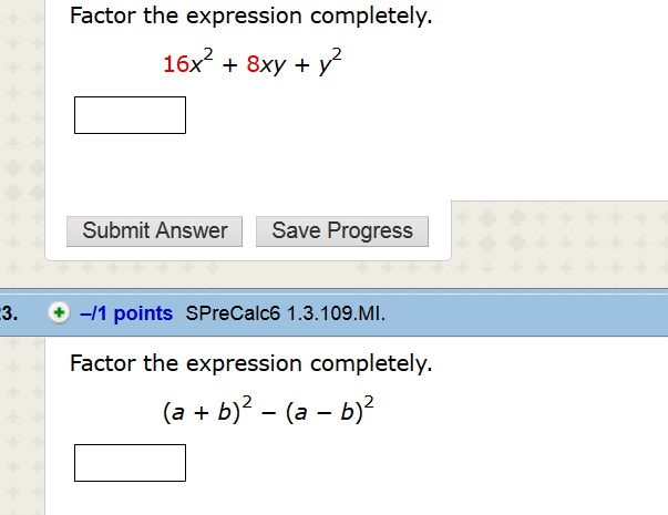 Solved Factor The Expression Completely 16x2 8xy Y2 Chegg Com