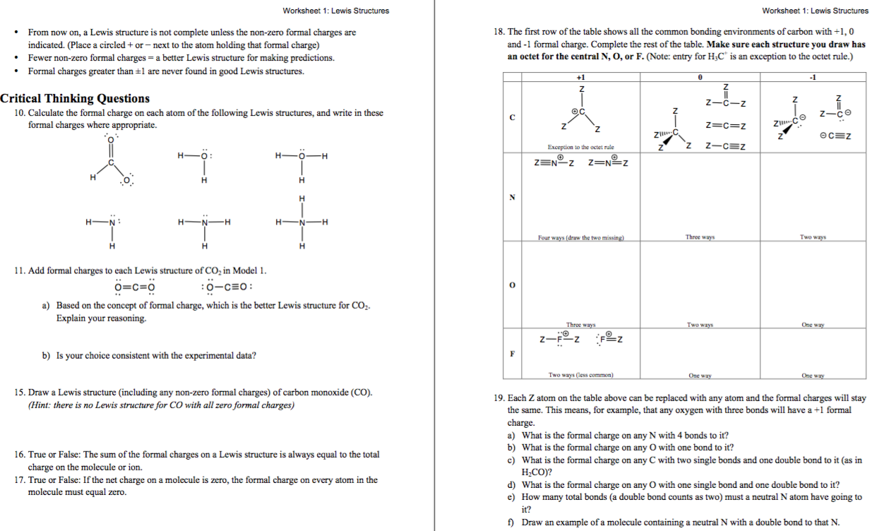 Solved Worksheet 22: Lewis Structures Worksheet 22: Lewis  Chegg.com Within Drawing Lewis Structures Worksheet