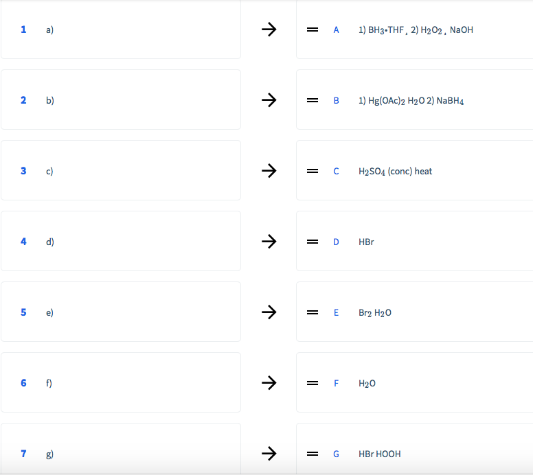 Solved: Match The Reagents That Would Perform Each Reactio ...