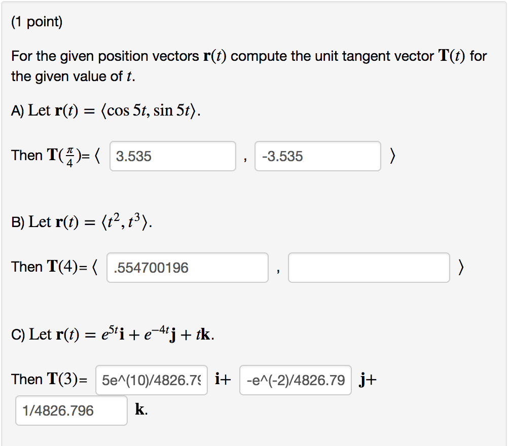 Solved For The Given Position Vectors R T Compute The Un Chegg Com