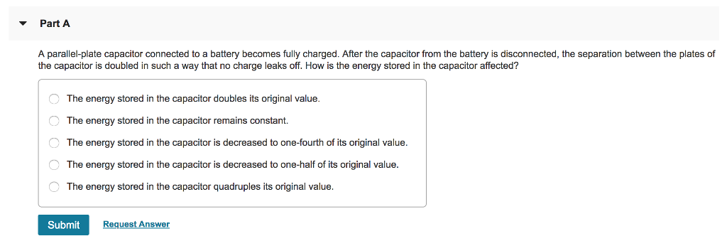 Solved Part A A Parallelplate Capacitor Connected To A B