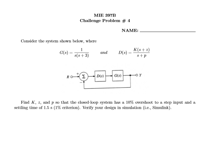 Consider The System Shown Below Where G S Chegg Com