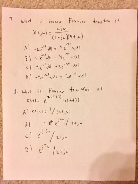 Solved What Is The Inverse Fourier Transform Of X Jw 2 Chegg Com
