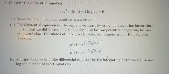 Solved Consider The Differential Equation 2y 2 3x Dx Chegg Com