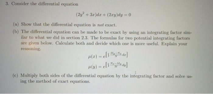 Consider The Differential Equation 2y 2 3x Dx Chegg Com