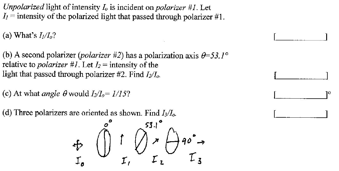 intensity of incident unpolarized light equation