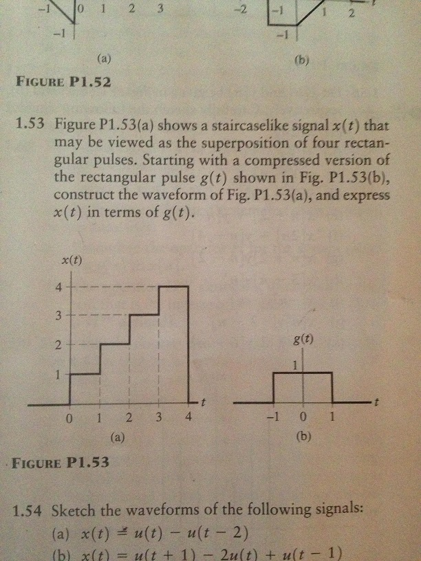 Solved Figure P1 53 A Shows A Staircaselike Signal X T Chegg Com