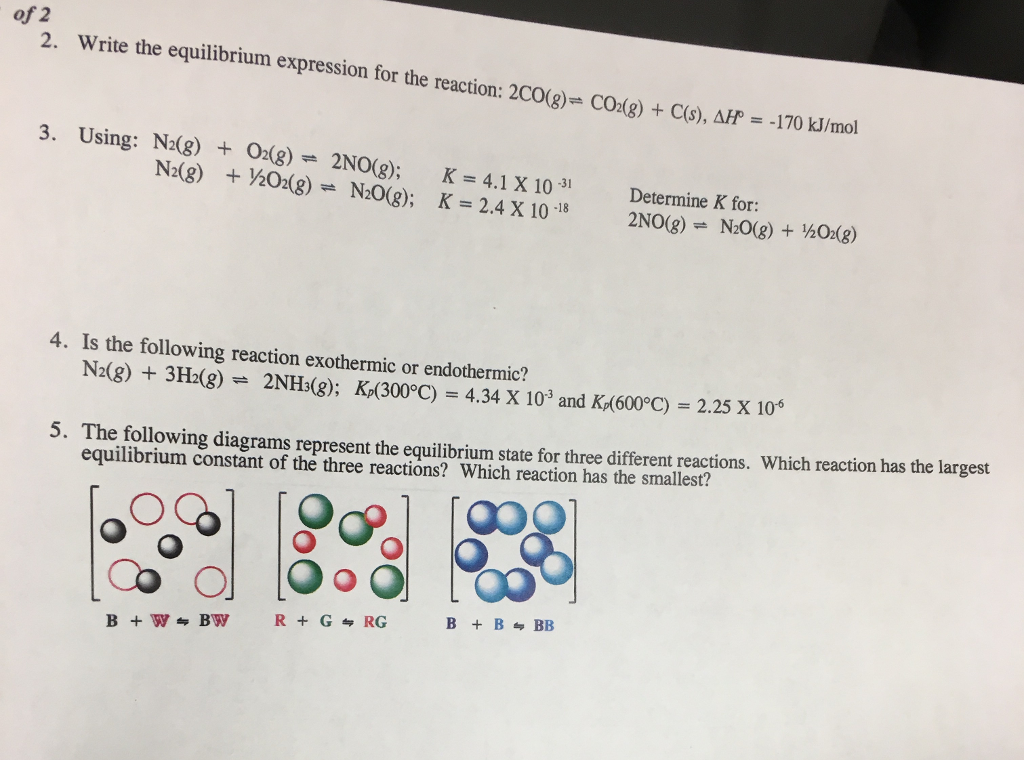 Solved Write The Equilibrium Expression For The Reaction Chegg Com