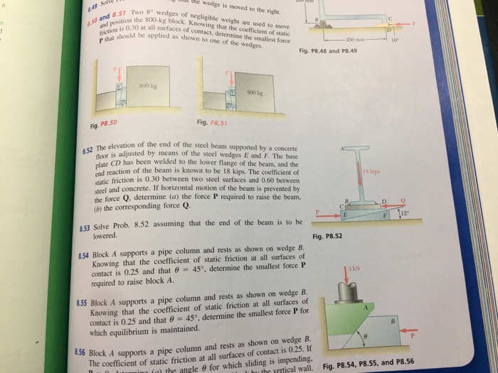 Calculate the force $P$ required to move the wedges and rais