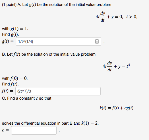 Solved A Let G T Be The Solution Of The Initial Value Chegg Com