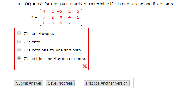 onto vs one to one matrices