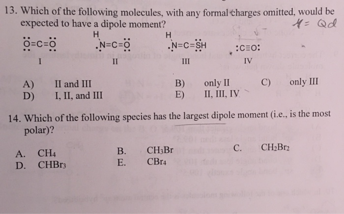 Solved Which Of The Following Molecules, With Any Formal | Chegg.com