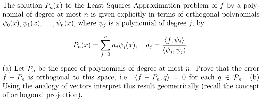 Solved The Solution Pa X To The Least Squares Approxima Chegg Com