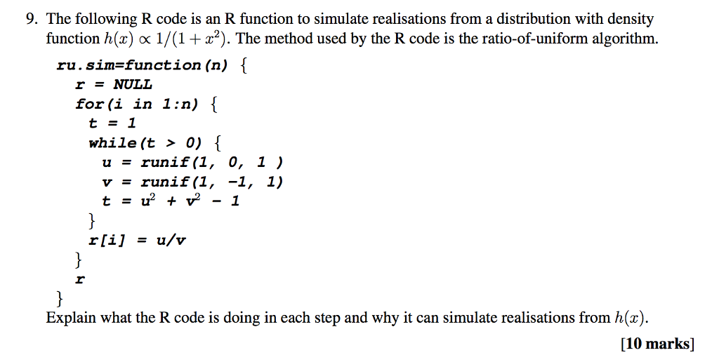 Solved The Following R Code Is An R Function To Simulate Chegg Com