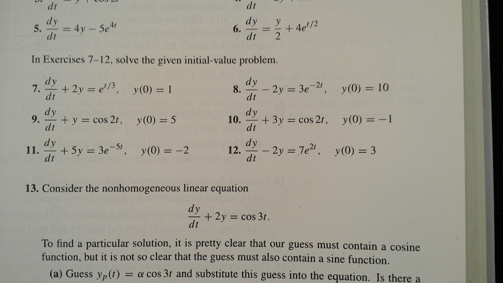 In Exercises 7 12 Solve The Given Initial Value Chegg 