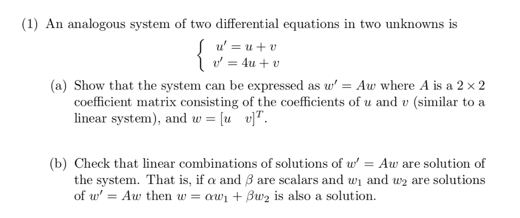 Solved 1 An Analogous System Of Two Differential Equati Chegg Com