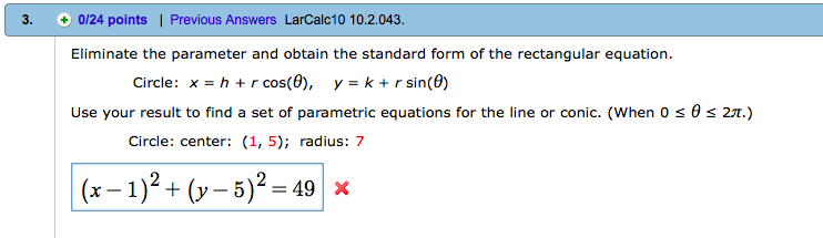 Solved Eliminate The Parameter And Obtain The Standard Fo Chegg Com