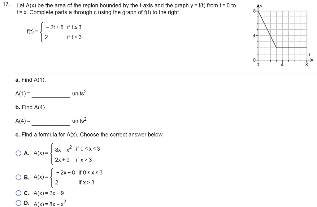 Solved Let A X Be The Area Of The Region Bounded By The Chegg Com
