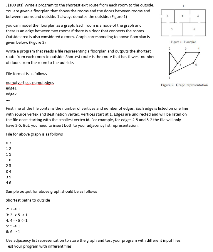 Solved Write A Program To The Shortest Exit Route From Ea