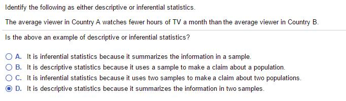 Solved Identify The Following As Either Descriptive Or In Chegg Com