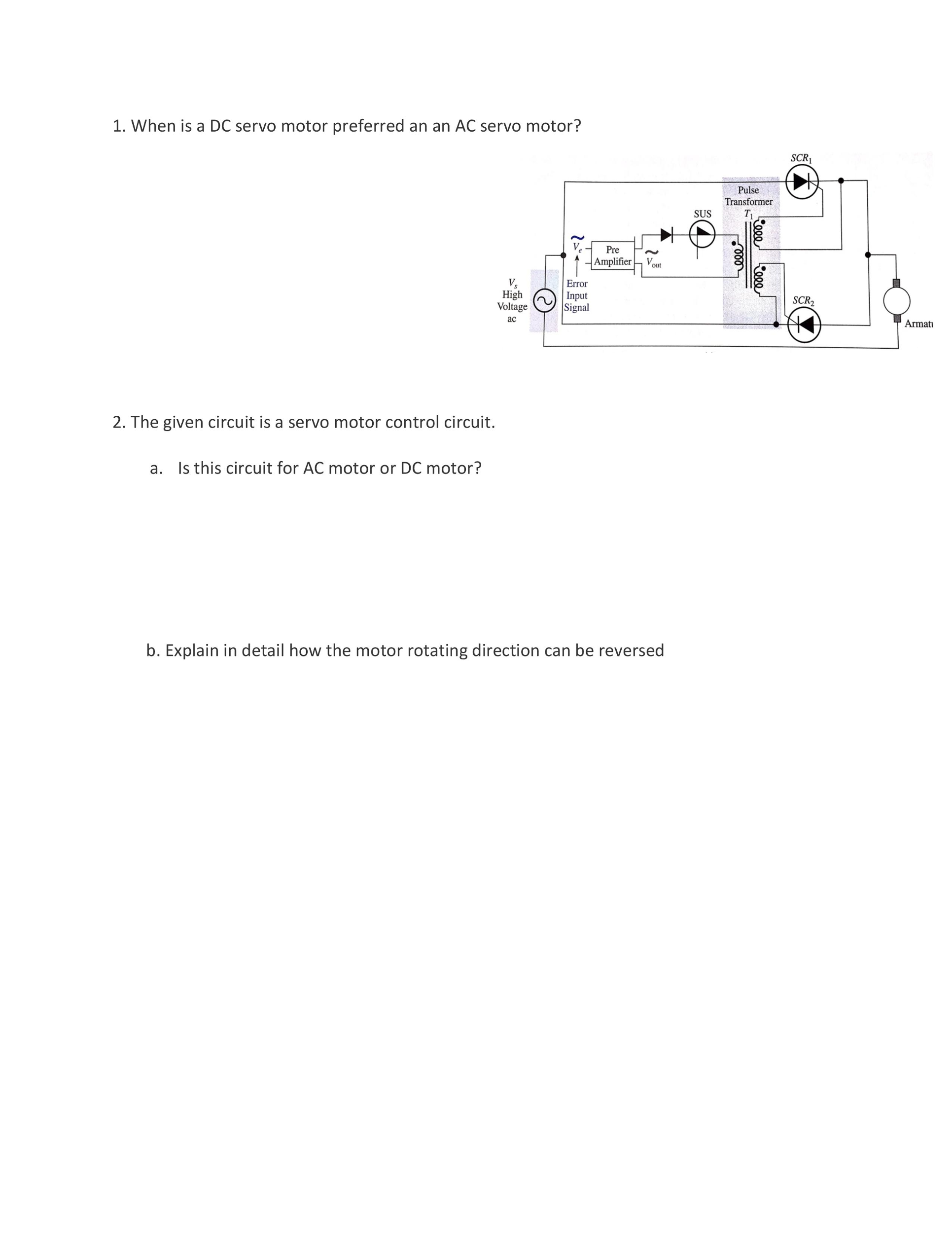 When is a DC servo motor preferred an an AC servo