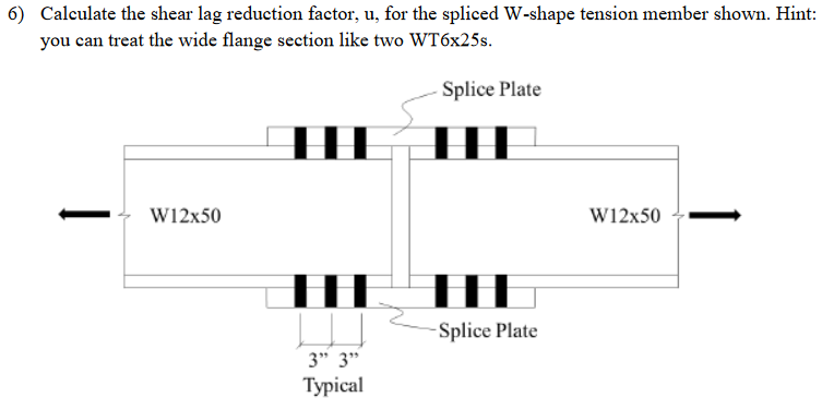 Solved: Calculate The Shear Lag Reduction Factor, U, For T... | Chegg.com