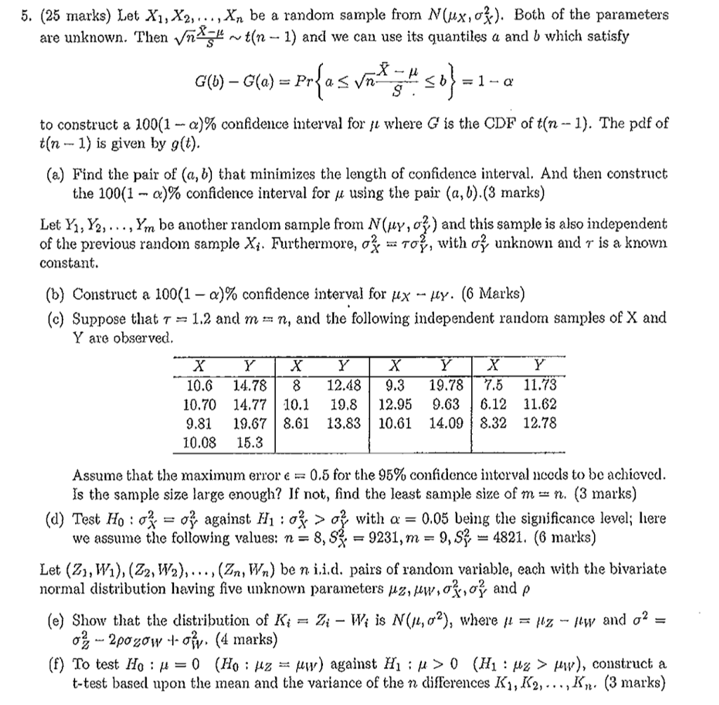 Let X 1 X 2 X N Be A Random Sample From N Chegg Com