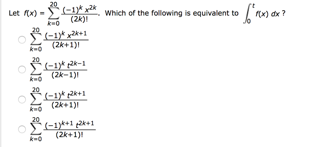 Solved Let F X 1 K X2k 2k K 0 Which Of The F Chegg Com