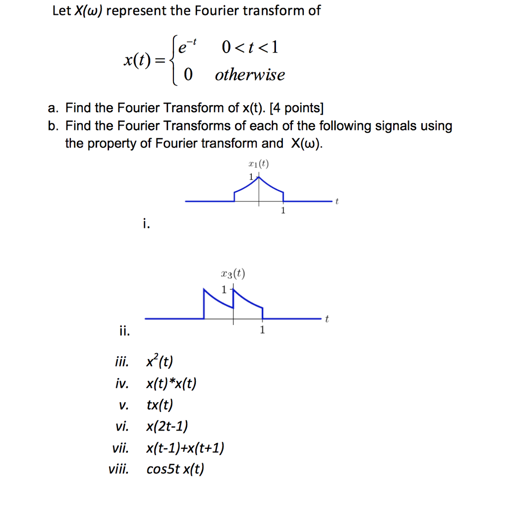 Solved Let X W Represent The Fourier Transform Of X T Chegg Com