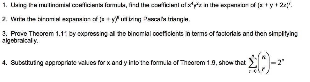 Solved Using The Multinomial Coefficients Formula Find T Chegg Com