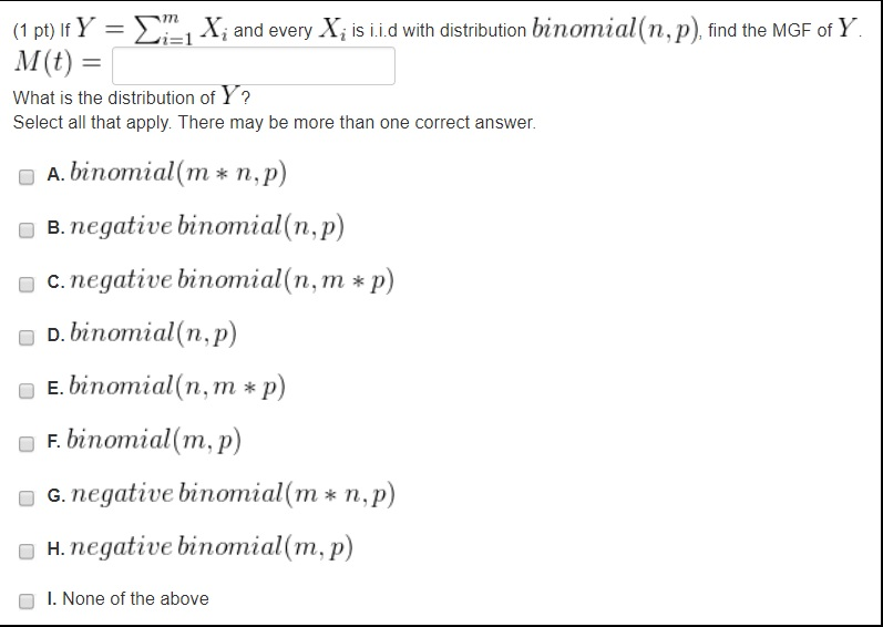 Solved 77m 1 Pt If Y Mi X And Every Xi M T What Chegg Com