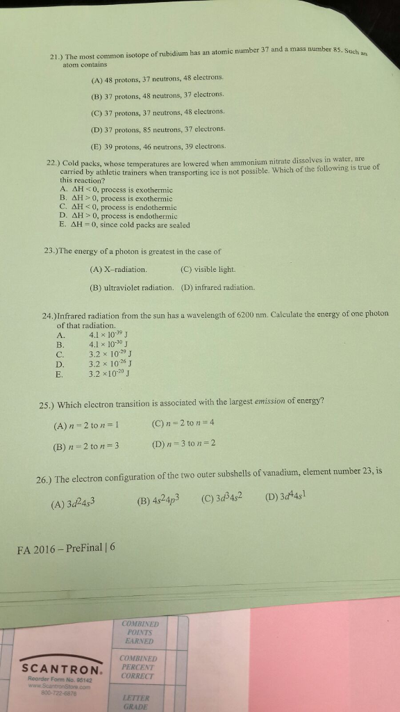 Common Isotope Most Atomic Solved: Rubidium ... Has Of An The