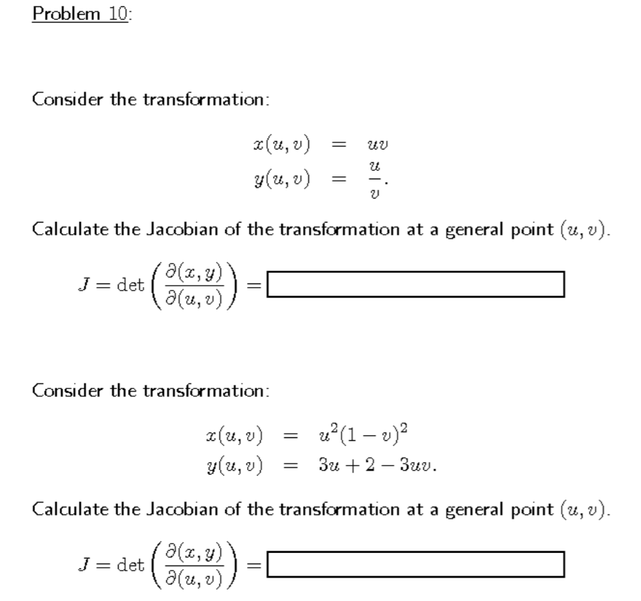 Solved Consider The Transformation X U V Uv Y U V Chegg Com