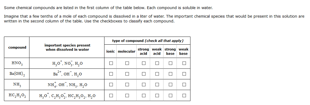 Solved Some Chemical Compounds Are Listed In The First Co