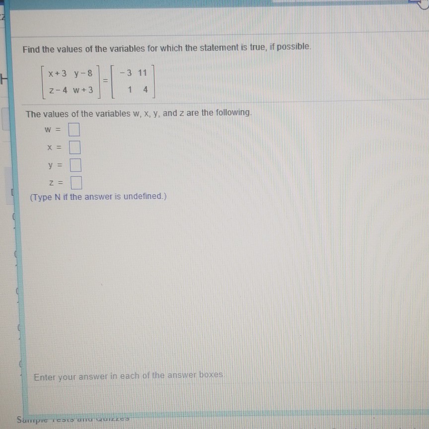 Solved Find The Values Of The Variables For Which The Sta Chegg Com