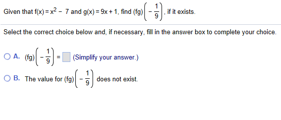 Solved Given That F X X 2 7 And G X 9x 1 Find Chegg Com