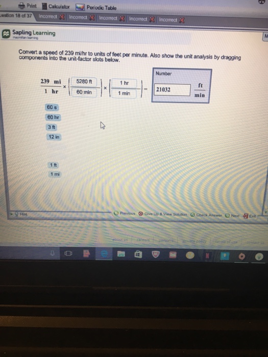 Solved Convert A Speed Of 239 Mi/HR To Units Of Feet Per