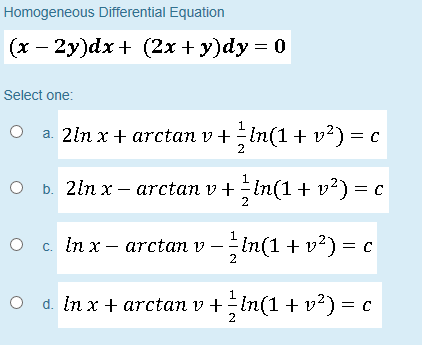 Solved Homogeneous Differential Equation X 2y Dx 2x Chegg Com